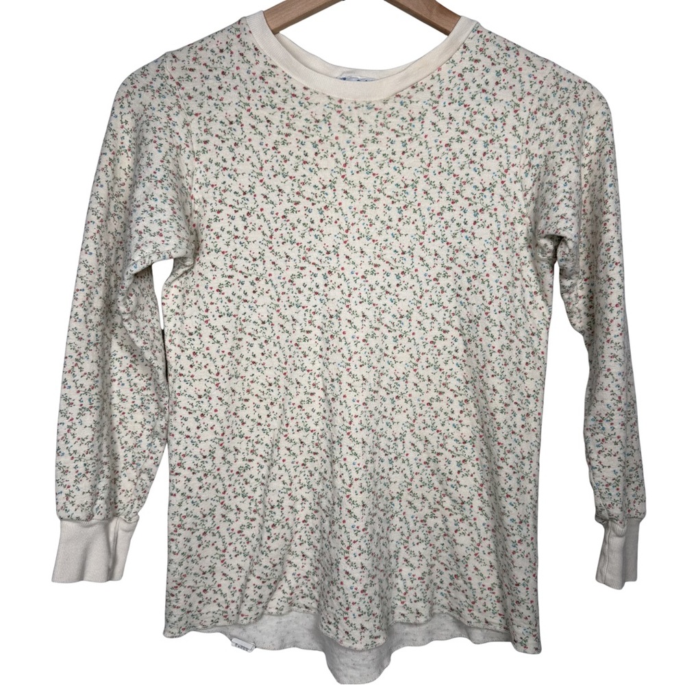 Vintage Duofold Floral Thermal Top USA Two Layer Long Sleeve Womens XS